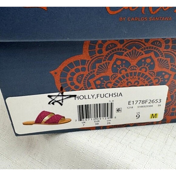 Carlos Santana Women's Size 9M Sandals Slip On Slide Flat Open Toe Fuchsia - Picture 7 of 7